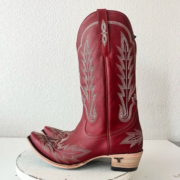 Lane LEXINGTON Cowboy Boots Womens 11 Red Leather Western Cowgirl Mid Calf Tall - Picture 4 of 11